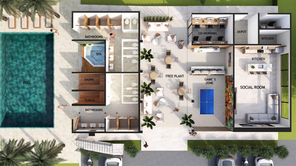 Club House Piso 1: Piscina, Spa, Sauna y Coworking — Gardenia Campestre